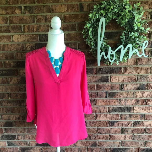 Zac & Rachel Tops - { ZAC & RACHEL } Hot Pink Work Casual Blouse